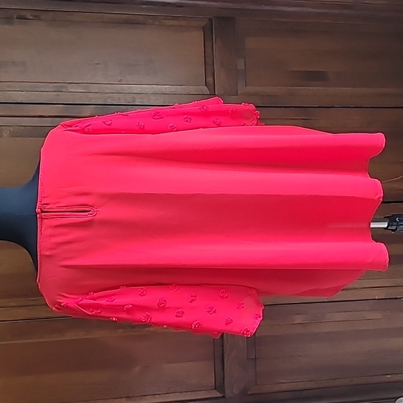 GiGiO plus XL womens red blouse shear large flutter sleeve back keyhole - Picture 2 of 13